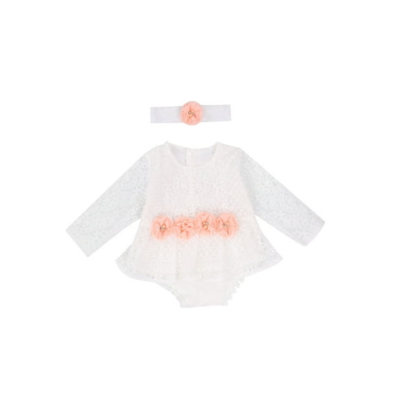 Qiylii Baby Girl's Romper, Princess Style Cut-out Ruffled Lace Bodysuit