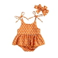 thumbnail image 1 of Qiylii Baby Girl's Romper, Round Neck Floral Sling Romper Dress, Bow Headband, 1 of 6