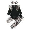 thumbnail image 1 of Qiylii Baby Girls 3Pcs Fall Outfits, Ruffle Long Sleeve Romper + Floral Pants + Headband, 1 of 8