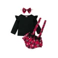 thumbnail image 1 of Qiylii Baby Girls Clothes Set, Long Sleeve T shirt+Suspender Shorts+Headdress, 1 of 9