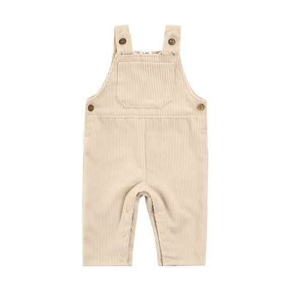 Qiylii Baby Girls Corduroy Bib Pants, Solid Color Square Neck Jumpsuit