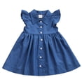 thumbnail image 1 of Qiylii Baby Girls Denim Dress Ruffle Sleeve Lapel Button Down Princess Sundress, 1 of 6