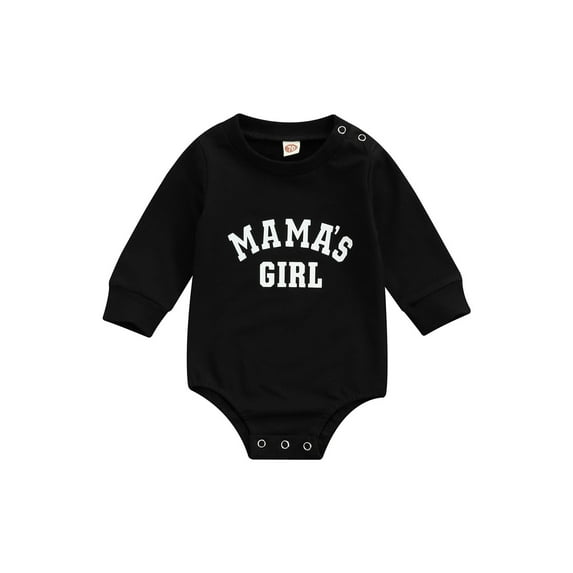Qiylii Baby Girls Letter Romper, Long Sleeve O-Neck Crotch Buttons Fall Tops