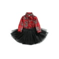 thumbnail image 1 of Qiylii Baby Girls Outfits Long-sleeve Multi-layer British Plaid Shirt+Mesh Skirt, 1 of 7