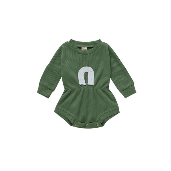 Qiylii Baby Girls Romper, Rainbow Pattern O-Collar Long Sleeve Jumpsuit