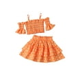 thumbnail image 1 of Qiylii Baby Girls Smocked Dot Print Summer Outfit Cold-shoulder Crop Tops + Tiered Skirt, 1 of 6