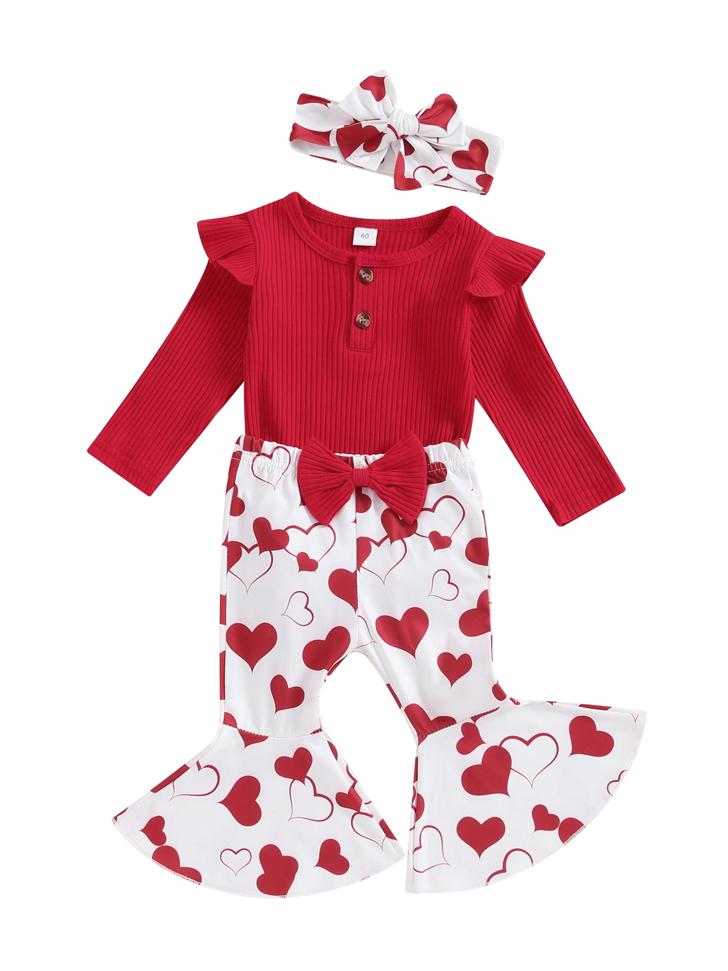 Qiylii Baby Girls Valentine’s Day Outfits 0 3 6 12 18 Months Long ...