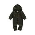 thumbnail image 1 of Qiylii Baby Hooded Bodysuit, Solid Color Long Sleeve Single-Breasted Romper, 1 of 8