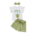 thumbnail image 1 of Qiylii Baby Kid Girls Summer Clothes Set, Short Sleeve T-shirt with Polka Dot Shorts Headband, 1 of 8