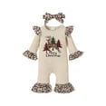 thumbnail image 1 of Qiylii Baby Leopard Ruffle Clothes Set, Christmas Jumpsuit+Bow-knot Headband, 1 of 9