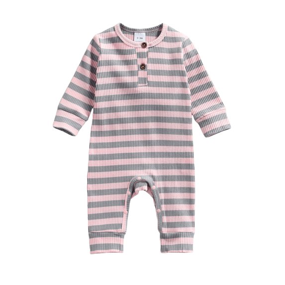 Qiylii Baby Long Sleeve Romper, Horizontal Stripes Print Long Pants Jumpsuit