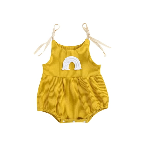 Qiylii Baby Romper, Rainbow Patterns U-Neck Sleeveless Strappy Bodysuit