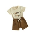 thumbnail image 1 of Qiylii Baby Toddler Kids Boys Summer Shorts Outfits 0 6 12 18 24 Months 2T 3T Baby Short Sleeve Letter Print T shirt Tops and Drawstring Shorts Clothing Sets, 1 of 9