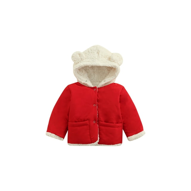 Qiylii Baby Winter Hooded Coat, Long Sleeve Button-down Wadded Jacket