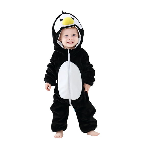 Qiylii Baby Winter Plush Jumpsuit, Cartoon Animal Hooded Long Sleeve Romper