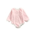 thumbnail image 1 of Qiylii Baby Winter Plush Rompers, O-Neck Long-Sleeves Solid Color Jumpsuit, 1 of 8