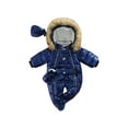 thumbnail image 1 of Qiylii Baby Winter Thicken Footed Bodysuit, Glossy Hooded Long Sleeves Romper with Gloves, 1 of 8