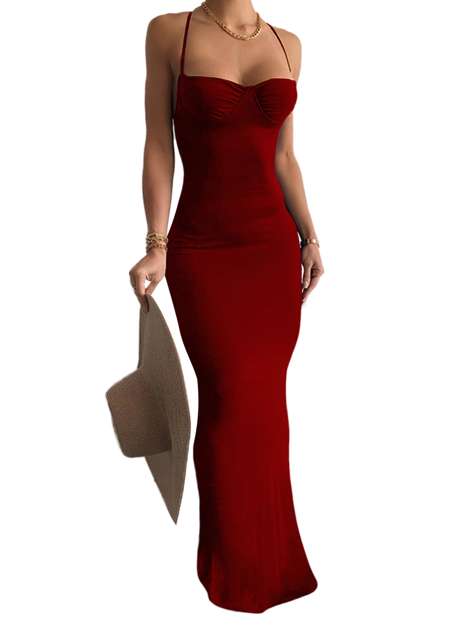 Solid Cami Maxi Slit Dress main image 1