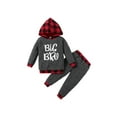 thumbnail image 1 of Qiylii Boy Clothes Set, Plaid Hooded Sweatshirt Tops+Elastic Waist Long Pants, 1 of 9