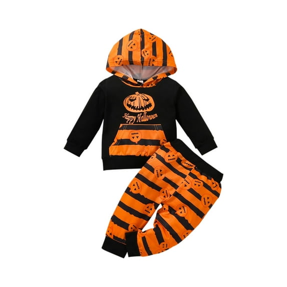 Qiylii Boys Halloween Clothes Set, Long Sleeve Hooded Pullover Top+Trousers