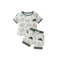 thumbnail image 1 of Qiylii Children Dinosaur Clothes Set, Ribbed Short Sleeve T-shirt+Short Pants, 1 of 8
