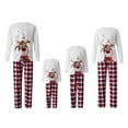 thumbnail image 1 of Qiylii Christmas Family Matching Pajamas Set, Parent-Child Reindeer Pattern T shirt Tops + Long Elastic Pants Sleepwear for Dad Mom Kids Baby Dog Holiday Pjs Sets, 1 of 5