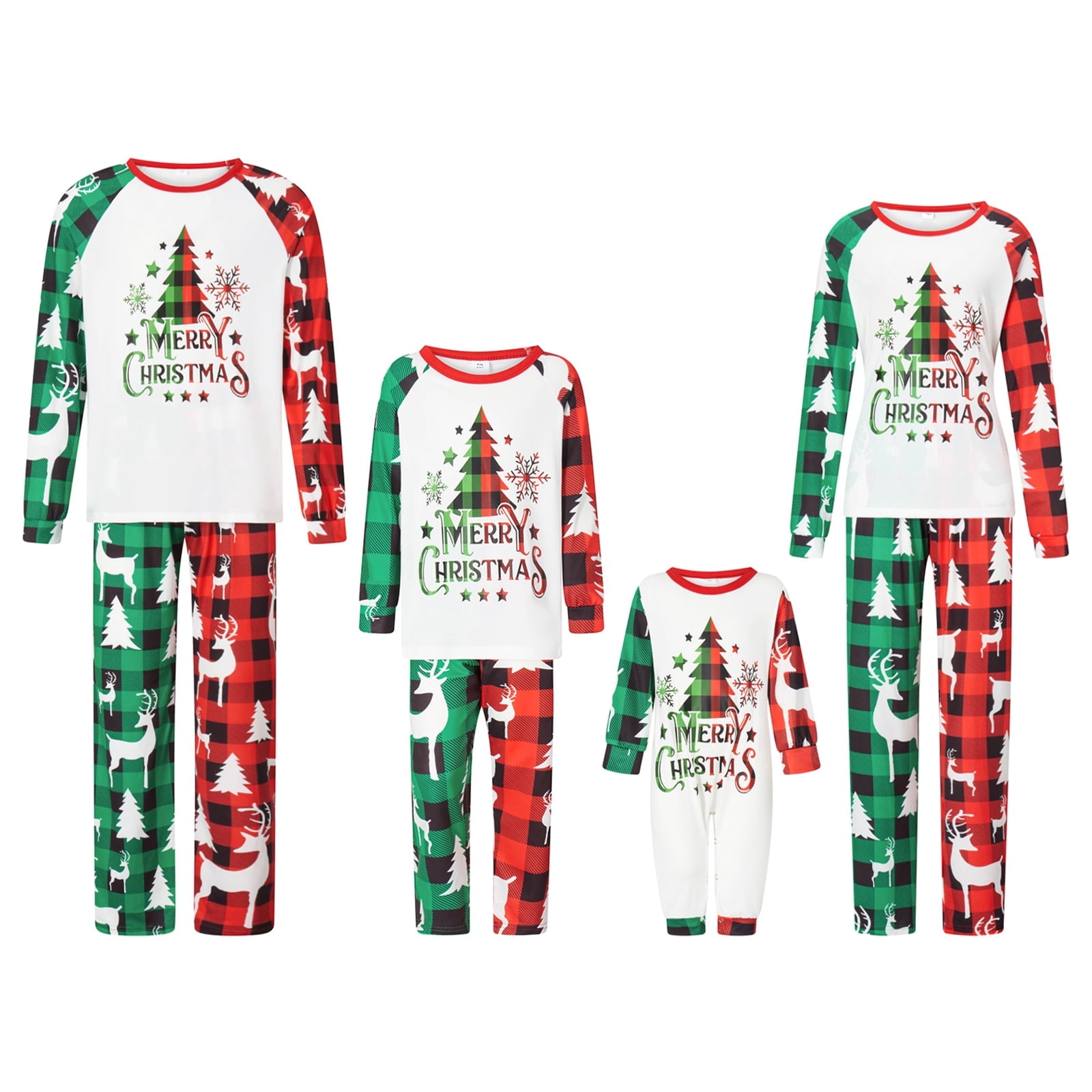 Qiylii Christmas Family Pajamas Matching Set Parent-child Christmas ...
