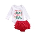 thumbnail image 1 of Qiylii Christmas Girls Clothes Set Letter Print Long Sleeve Romper+Tulle Skirt, 1 of 6