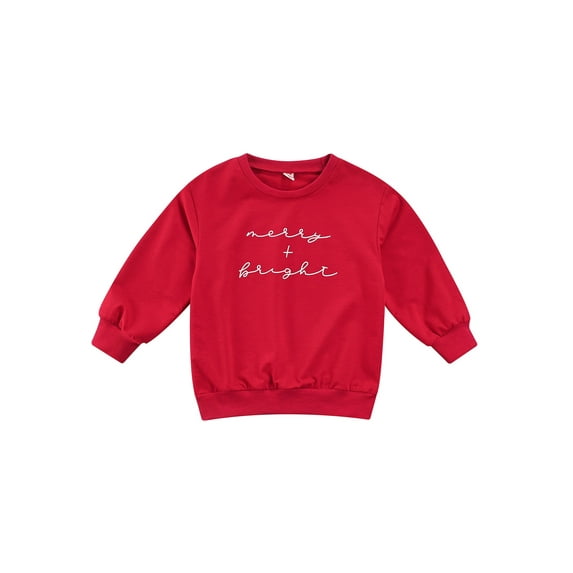 Qiylii Christmas Girls Sweatshirt,Letter Print Long Sleeve O-Neck Pullover Tops