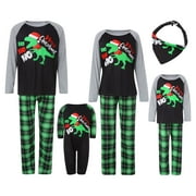 Qiylii Christmas Pajamas for Family Matching Family Christmas Dinosaur Pajamas Set PJS Holiday Family Jammies Sleepwear for Adult Kids Holiday