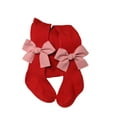 thumbnail image 1 of Qiylii Christmas Ribbed Pantyhose, Stretch Mid-Rise Tights with Bows,Red 1-6Y, 1 of 3