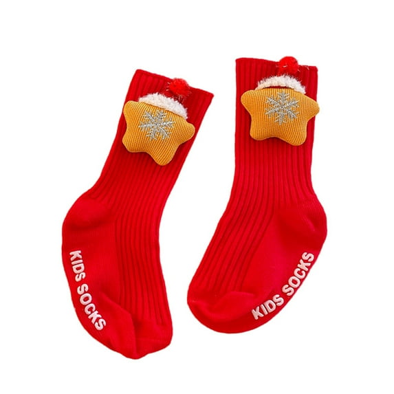 Qiylii Christmas Socks for Kids, Unisex Baby Toddler Kids Knitted Warm Non-slip Cotton Socks Winter Fun Socks Children Gift for Boys Girls