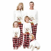 Qiylii Family Christmas Pjs Matching Set Jammies for Adults and Kids Holiday Xmas Sleepwear Set