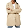 thumbnail image 1 of Qiylii Female PU Leather Coat, Solid Color Tailored Collar Long Sleeve Jacket, 1 of 9