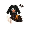 thumbnail image 1 of Qiylii Girl’s Halloween Outfits Pumpkin Tops+Dot Skirt+Headband+Leg Warmer, 1 of 7