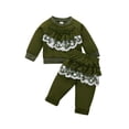 thumbnail image 1 of Qiylii Girls Clothes Set, Lace Ruffle Trim Splicing Long Sleeve Tops, Pants, 1 of 9
