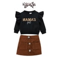 thumbnail image 1 of Qiylii Girls Clothes Set, Letter Ruffle Long Sleeve Pullover+Skirt+Headdress, 1 of 9