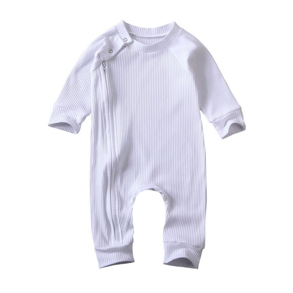 Qiylii Infant Baby Unisex Bodysuit, Long-Sleeved Side Zipper Up Jumpsuit