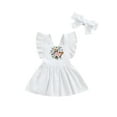 thumbnail image 1 of Qiylii Infant Girl Dress, Embroidery Floral Ruffle Sleeveless Dress+Headband, 1 of 9