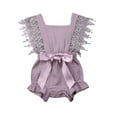 thumbnail image 1 of Qiylii Infant New Born Girls Sleeveless Romper with Ruffled Sleeves Big Bow, 1 of 8