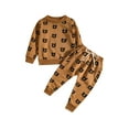 thumbnail image 1 of Qiylii Kids Boys Fall Spring Suit, Long Sleeve Bear Pullover Sweatshirt Tops+Printed Long Pants, 1 of 9