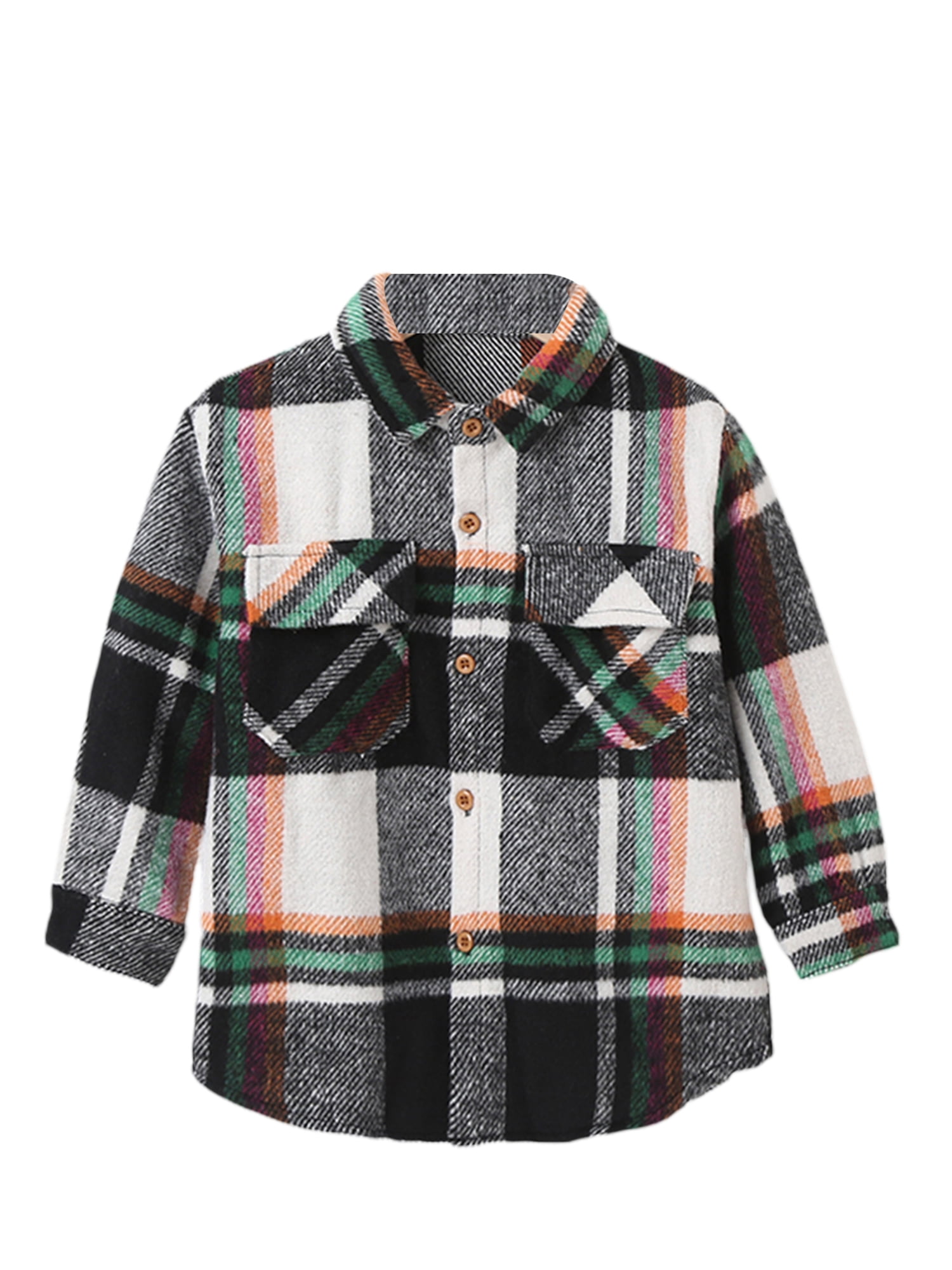 Qiylii Kids Girls Plaid Button Down Shirt Long Sleeve Sweater Shacket ...