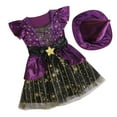 thumbnail image 1 of Qiylii Kids Girls Star Pattern Square Neck Fly Sleeve Witch Dress+Solid Hat, 1 of 9