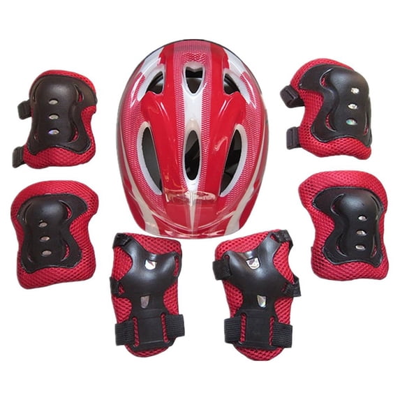 Qiylii Kids Multi-Sport Protective Gear Set, 7PCS Knee Elbow Pads Wrist Guards for Bike Skateboard Scooter Skating 3-9 Years