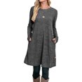thumbnail image 1 of Qiylii Ladies Casaul Dress Solid Color Button Long Sleeve O-Neck Dress,S-XXL, 1 of 8