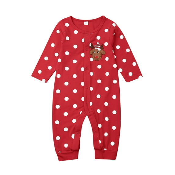 Qiylii Newborn Baby Christmas Romper Long Sleeve O-Neck Jumpsuit,Red 0-18M