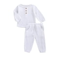 thumbnail image 1 of Qiylii Newborn Baby Clothes Set Long Sleeve Button Tops+Drawstring Long Pants, 1 of 8