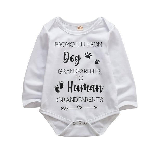 Qiylii Newborn Baby Letter Romper, Long Sleeve O neck Jumpsuit,White 0-18M