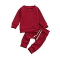 thumbnail image 1 of Qiylii Newborn Baby Ribbed Clothes Set Long Sleeve Tops+Drawstring Pants, 1 of 7