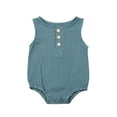 thumbnail image 1 of Qiylii Newborn Baby Solid Color Romper Sleeveless O-Neck Button Jumpsuit, 1 of 6